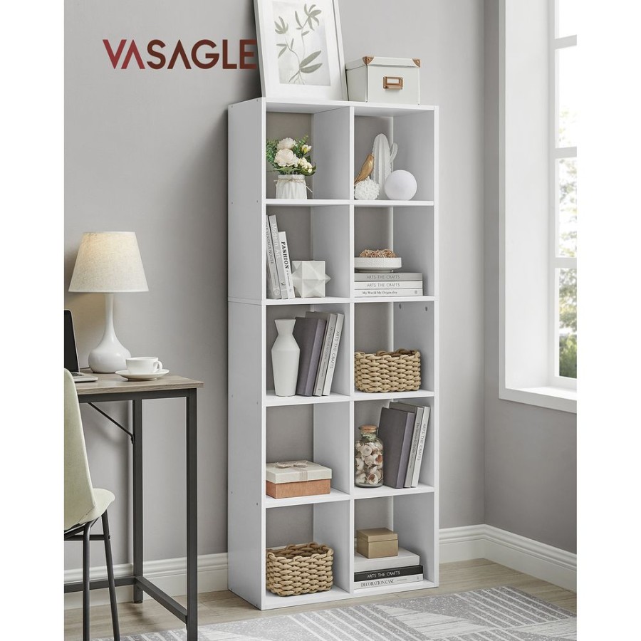 Songmics Etageres & Bibliotheques | Vasagle-Etagere-10-Cases-Blanc-Lbc168